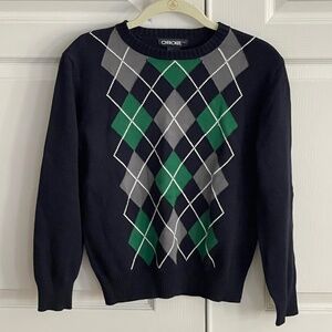 Boys Argyle LS Crew Neck Cotton Sweater Sz M